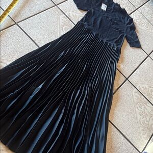 Boss fadrid ribbed pleated a-line dress Medium in Dark Blue